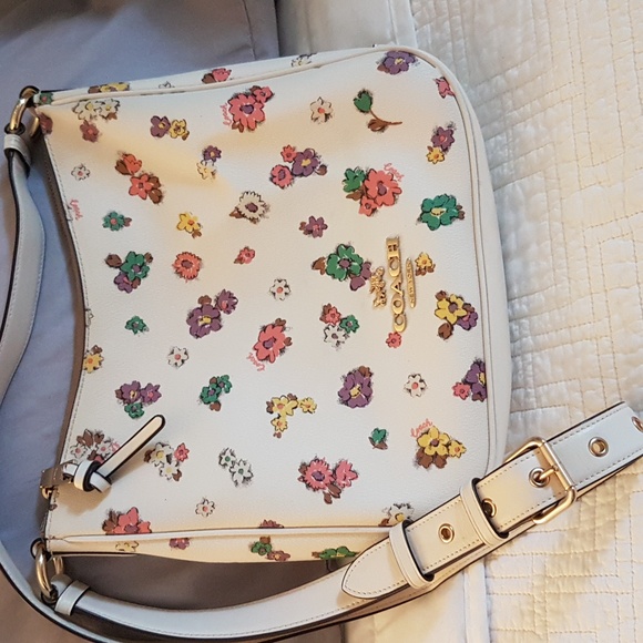 Coach Handbags - Coach Floral Print White Shoulder Bag